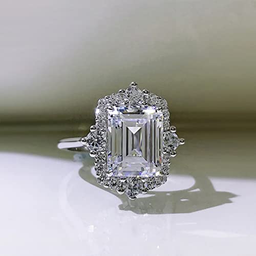 Bague en argent 925 avec diamant de carbone 8x10mm pour femme