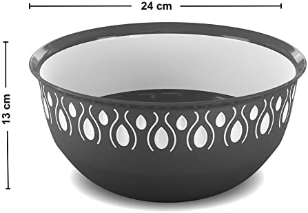 Visibee Mixing Bowls for Baking, Mixing and Cooking, Deep Freeze, Microwave and Dishwasher Safe, Compact, Stackable, Nesting Design, BPA Free - 3 Litre (Grey)