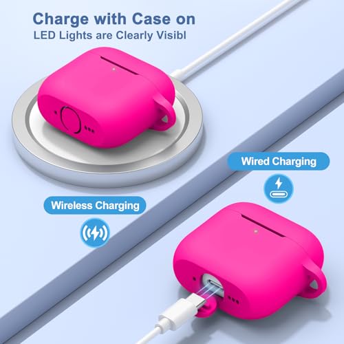 Image of Tobfit Case for AirPods 4 Case Cover 2024 with Lanyard & Keychain, Soft Silicone Protective Case for Apple AirPods 4th Generation, Full Protection, Support Wireless Charging, Rose red