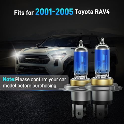Image of XFLHEHD Fits for 2001 2002 2003 2004 2005 Toyota Rav4 Halogen Headlight Bulbs Combo, Ultra Bright 5000K White Hi-Lo Beam Headlight Bulbs, Plug and Play, 2 Pack