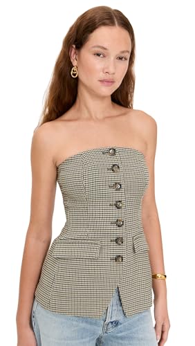Favorite Daughter Women's The Phoebe Bustier, Chesire Houndstooth, Plaid, 6