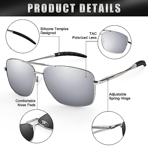 Aviator Sunglasses for Womens Men UV Protection Polarized Pilot Style Durable Metal Frame with Spring Hinges4