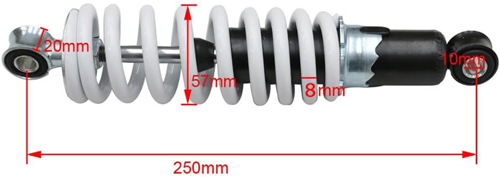250mm 10" 400lbs Rear Shock Absorber for Pit Dirt Bike ATV UTV Moped Quad Go Kart Buggy Drift Trike Tricycle 4 Wheeler Tricycle Kazuma TaoTao Roketa JCL Lance Baja Coolster Thumpstar Atomik DHZ
