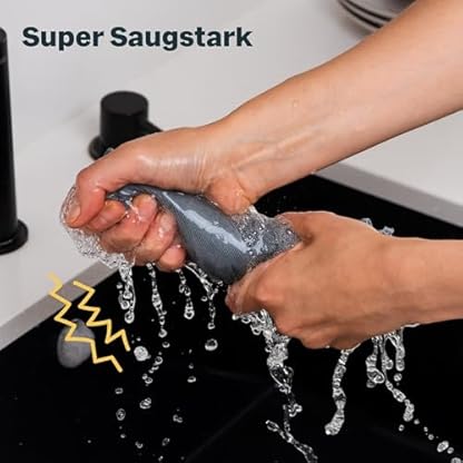 SILBERTHAL Geschirrhandtücher 3er Set Mikrofaser 40x60cm - Reinigungstuch für Edelstahl und Glas - Extra weich & Ultra saugstark - Silber – Bild 7