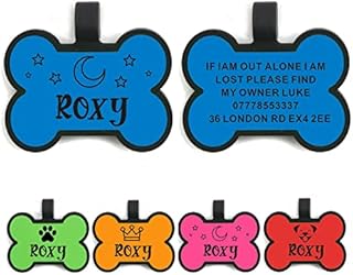 Dog Tag Personalised Dog Name Tag Custom Dog ID Tag Dog Tags for Pets Engraved Silicone Dog Tag for Cat Pet Dog Puppy Personalised Dog Collar for Cats Dogs (Red Bone)