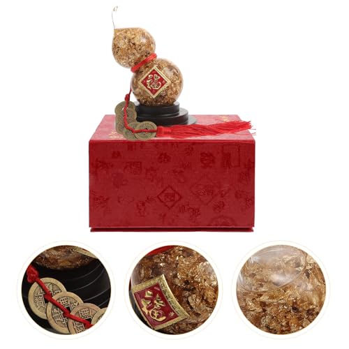 Calebasse feng shui laiton or ensemble 1 pièce boîte présent - 4
