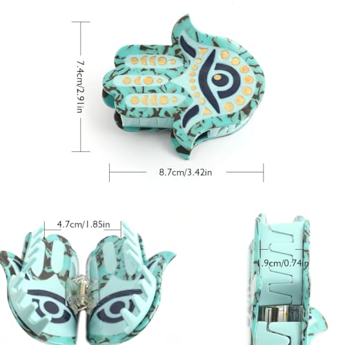 Hamsa Hand Hair Claw Clip Personalized Acetate Hair Claw Clip with Hamsa Hand Design for Women Gift, 1 Piece