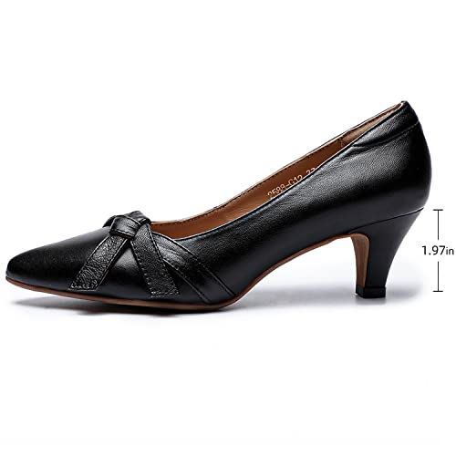 Image of Mona flying Women's Leather Elegant Bowknot Pointed Toe Dress Pumps Heels