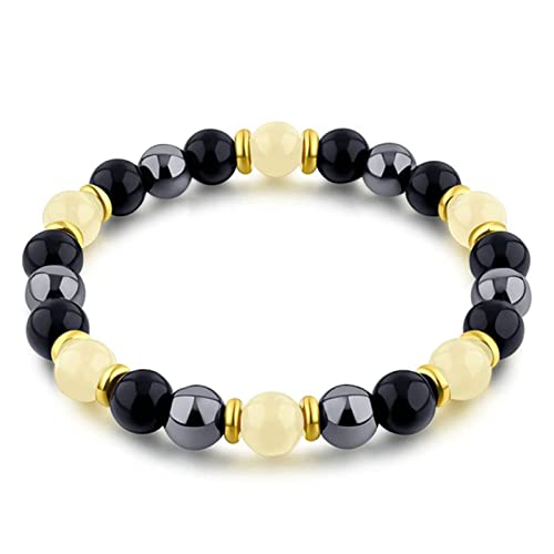Bracelet perles homme en pierre naturelle 8mm cordon extensible de 20.8cm pour homme et femme