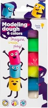 Pongo per Bambini Set di 6 Pezzi di Morbida Pasta Modellabile per 2 3 4 Anni - Plastilina, Composizione Naturale, Non Tossica, Asciuga Nell'Aria - Back to School - Produzione EU