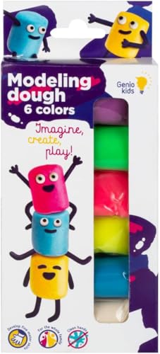 Immagine prodotto: Pongo per Bambini Set di 6 Pezzi di Morbida Pasta Modellabile per 2 3 4 Anni - Plastilina, Composizione Naturale, Non Tossica, Asciuga Nell'Aria - Back to School - Produzione EU