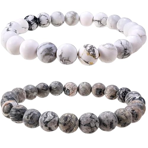 Ensemble de bracelets de couple en howlite cadeau idéal amour à distance | FIZA_CPL_152