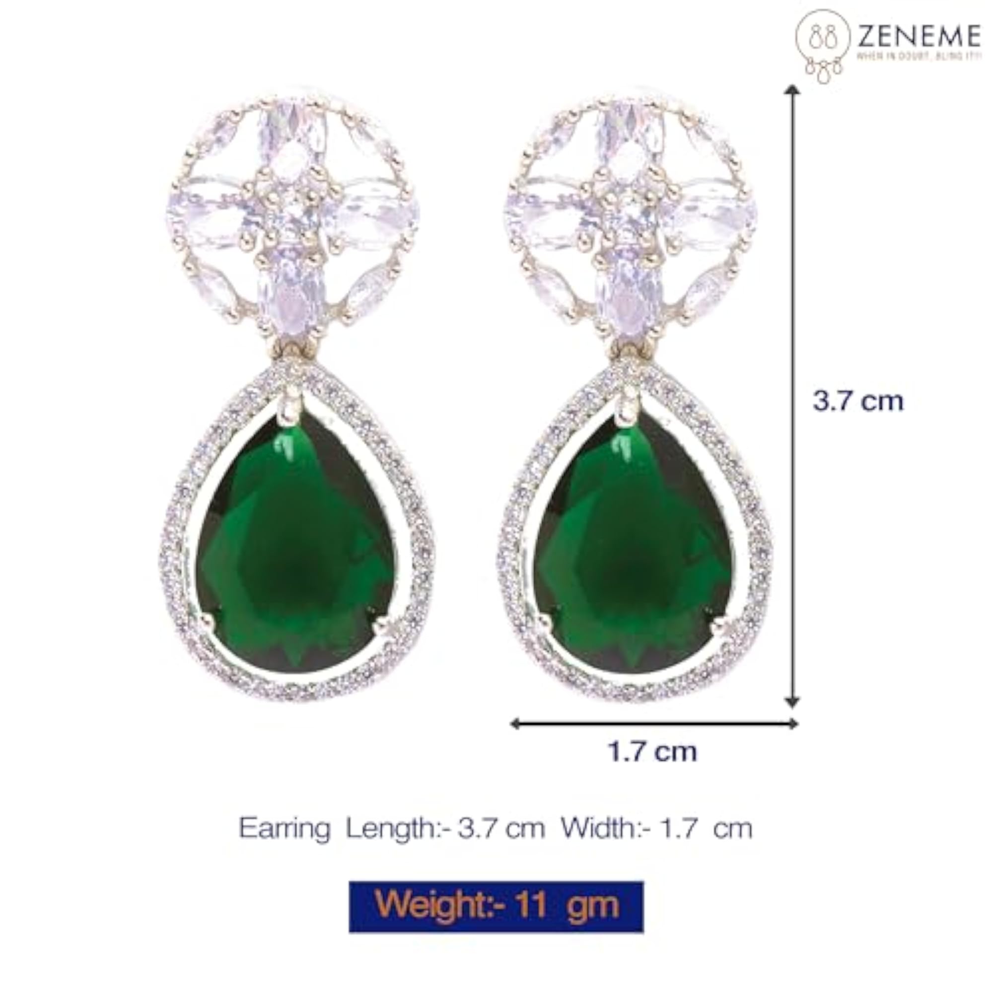 Rhodium-Plated Teardrop & Floral Drop Earrings