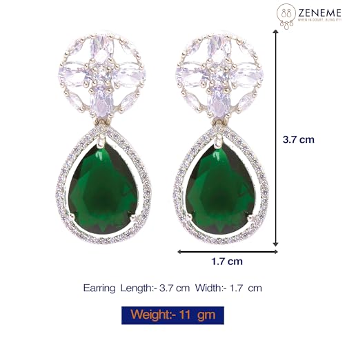 Rhodium-Plated Teardrop & Floral Drop Earrings