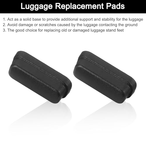 uxcell 4Pcs Luggage Replacement Pads, Plastic Luggage Stand Feet Stud, Suitcase and Travel Gear Bottom Side Accessories with Self-Tapping Screws, Black (42x19x13mm)4