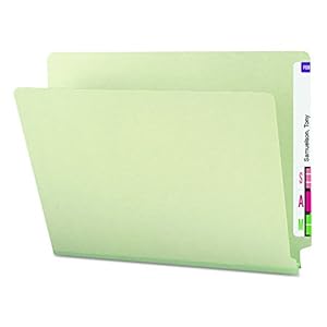 Smead End Tab Pressboard File Folder, Straight-Cut Tab, 1″ Expansion, Letter Size, Gray/Green, 25 per Box (26200)