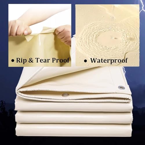 3x7 Feet Outdoor Waterproof Tarp Cover, Heavy Duty Tarps 14mil Thick, Rip & Tear Proof, Waterproof Poly Tarpaulin with Grommets and Reinforced Edges for Camping, Tent, Car