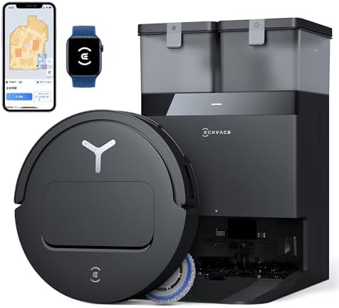 （10:30時点） 【2025最新 超薄型】ECOVACS(エコバックス) T50 OMNI ロボット掃除機 15000Pa強力吸引 加圧回転式デュアルモップ 水拭き 両用 毛絡まない モップ洗浄 自動ゴミ収集 高精度マッピング お掃除ロボット ブラック
