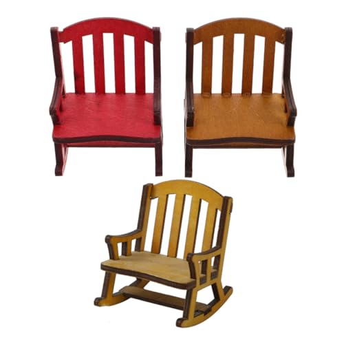 Miniatures en bois chaises à bascule UKCOCO cadeau créatif diorama