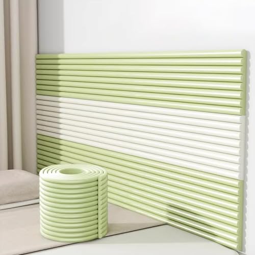 Padded Wall Panels Self-Adhesive, 3D Anti Collision Wall Padding for Kids Autism - DIY Peel and Stick on Headboard Panels for Bedroom, Tatami, Nursery, Decorative Wall Cushion(Grass green,20x200cm)