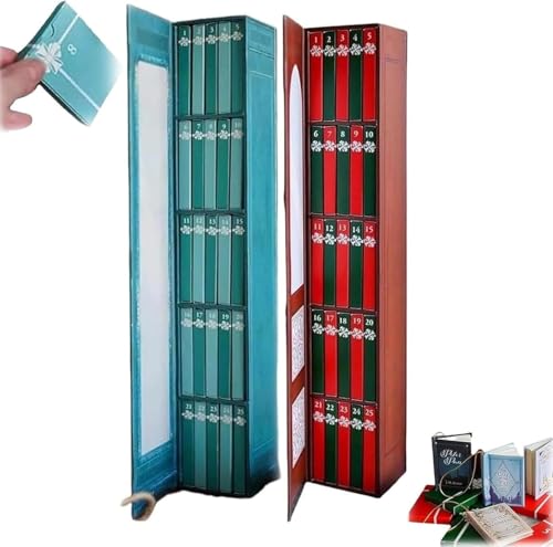 Calendario de Adviento 2025 con 24 libros en miniatura, regalo de cuenta regresiva de Navidad, adorno de mini libro de Adviento para amantes, decoraciones navideñas para el hogar