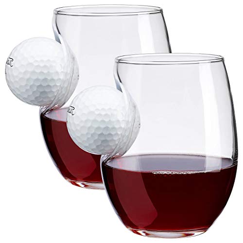 BenShot Golf Ball Wine Glass Set (2) 15oz