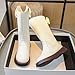 IWIHMIV Toddler High Cowboy Boots Girls Fashion Ridding Boots Fashion Mid Calf Side Zipper Wide Calf Long Booties（Beige,12.5