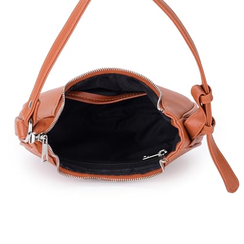 Image of K London Women's Vegan Leather Half Moon Bag | Stylish Black Shoulder Hobo | Compact Baguette Purse for Office, Casual, Party & Travel Use