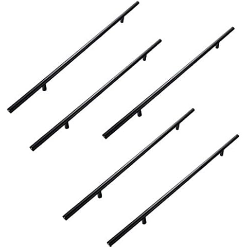 Frolahouse Pack of 5-320mm T Bar Drawer Handles- Black finish Stainless Steel Knobs and Pulls for Kitchen Cabinet/Girls Dresser/Furniture Cupboard/Bathroom Cupboard Pull Handles Cover