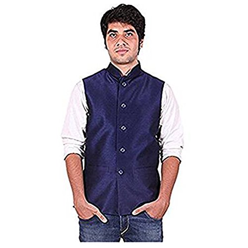 Veste Nehru homme en soie bleue luxe pour cérémonies élégantes