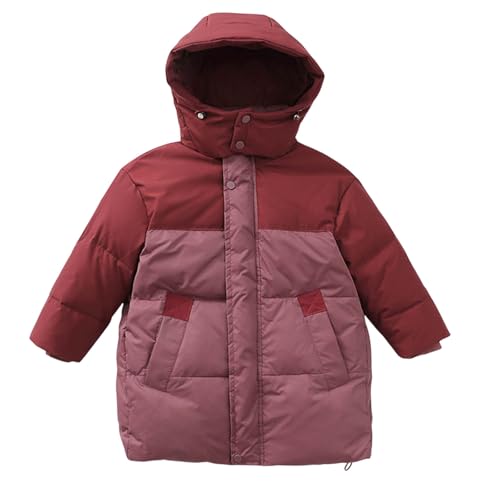 Youth Color Block Coat Quilted Long Sleeve Hooded Mid Jacket Winter Soft Comfortable Warmth Thick Teen Puffer Jacket4