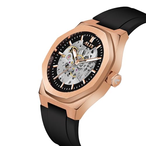 Image of ALIX Men's Mechanical Automatic Skeleton Self-Winding Water Resistant Analog Watch