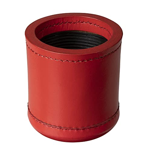 We Games Professional, Handmade Red Leather Dice Cup Set - 5 Dice & Cloth Carry Bag #TOP2
