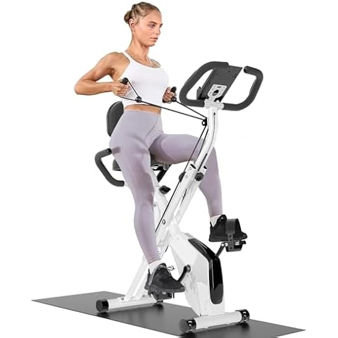 Dskeuzeew Foldable Exercise Bike with Resistance Bands Cover