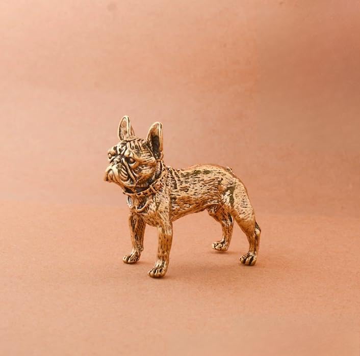 Estatua de Bulldog Francés de Cobre para Decoración miniatura 1