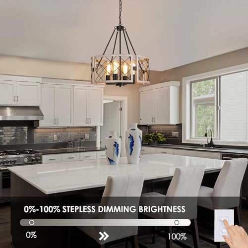 Santostock 016BW4 D19'' Farmhouse Chandelier, 4-Light Adjustable Dining Room Light Fixture Kitchen Island Lighting thumb #3