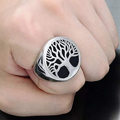 Anel Aço Inox Árvore Da Vida Bíblia Cabala Magia Proteção Mc (prateado, 22/23)
