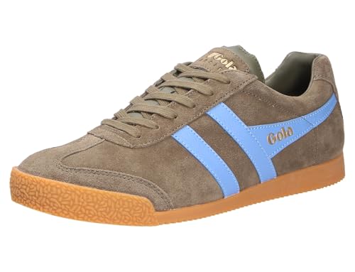 Gola Men's Equipe Suede Fashion Sneaker, Khaki/Vista Blue, 7