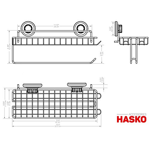 Hasko Accessories Suction Cup Paper Towel Holder With Shelf And Hooks - Wall Mount Metal Roll Organizer - Tissue Roll Hanger For Bathroom & Kitchen - Sus 304 Stainless Steel Roll Holder - Chrome #TOP5