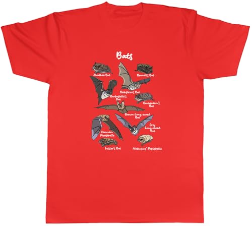 Shopagift World Collection of Bats British Bat Day Mens T-Shirt Tee Red