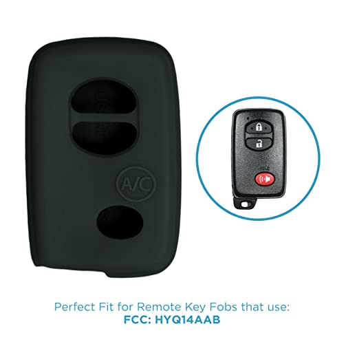 Keyless2Go Replacement For New Silicone Cover Protective Case For Smart Prox Keys With Fcc Hyq14Aab - Black - (2 Pack) #TOP4