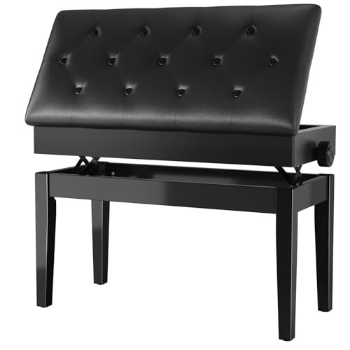 Banqueta Piano Regulable con Almacenamiento 72x33x58CM, Negro