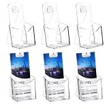 Argvey Acrylic Brochure Holder 4x9 Inch, Clear Pamphlet Holder Display Stand for Trifold 4 Inch Flyers, Booklets, Table Signs, Plastic Rack Card Holder for Office, Home, Store, 6 Pack