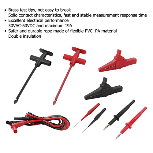 Image of Multimeter Alligator Clips Test Leads Kit, Eectrical Alligator Clips Probe Test Kit,19A JT8001‑1 Crocodile Clip Wire Piercing Needle Probe 0.7mm Multimeter Accessories for Electronic Repair