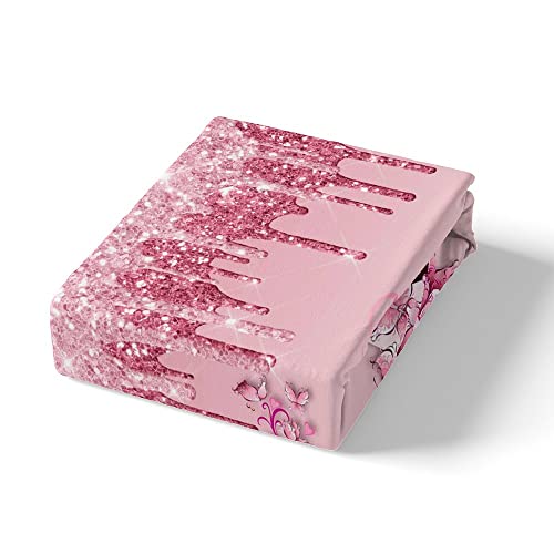 Woman Pink Bedding Set King Size,Flowers Butterfly High Heels Duvet Cover For Kids Girls Home Decor,Fantasy Glitter Comforter Cover Romantic Paris Quilt Cover,2 Pillowcases,Valentine Day Gifts #TOP3
