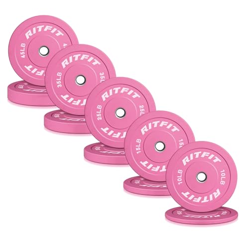 RITFIT Pink Olympic Bumper Weight Plates with Steel Insert
