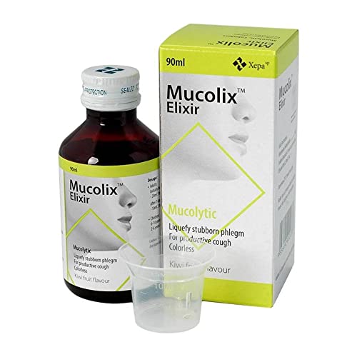 Mucolix Cough Syrup Kiwi Flavour (Dissolves Stubborn Phelgm And Relieves Wet Cough) 90Ml