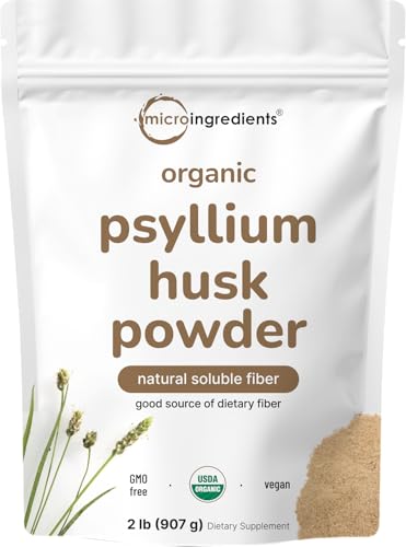 Micro Ingredients Organic Psyllium Husk Powder 2lbs (32oz) | Daily Soluble Fiber Supplement | India Origin | Non-GMO Keto Friendly Vegan