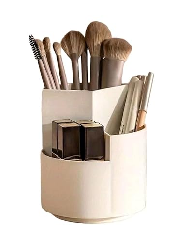 Organizador de Maquillaje Color Blanco y Con Tres Compartimentos, Almacenaje de Maquillaje, Cosméticos, Productos de Belleza y Joyería, Ideal para Cómoda, Dormitorio y Cuarto de Baño