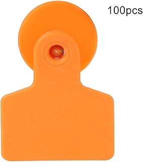 Jwthee Etiquetas de Oreja en Blanco para Ganado, 100PCS PP Etiquetas de Oreja de Ganado Identificación en Blanco (Crotal Oreja de Cerdo sin Palabras Naranja 48 * 40mm)